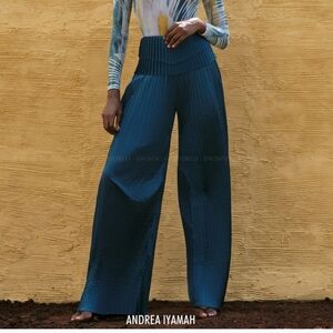 Andrea Iyamah Teal Pants Sz M Pleated Linea Nwt